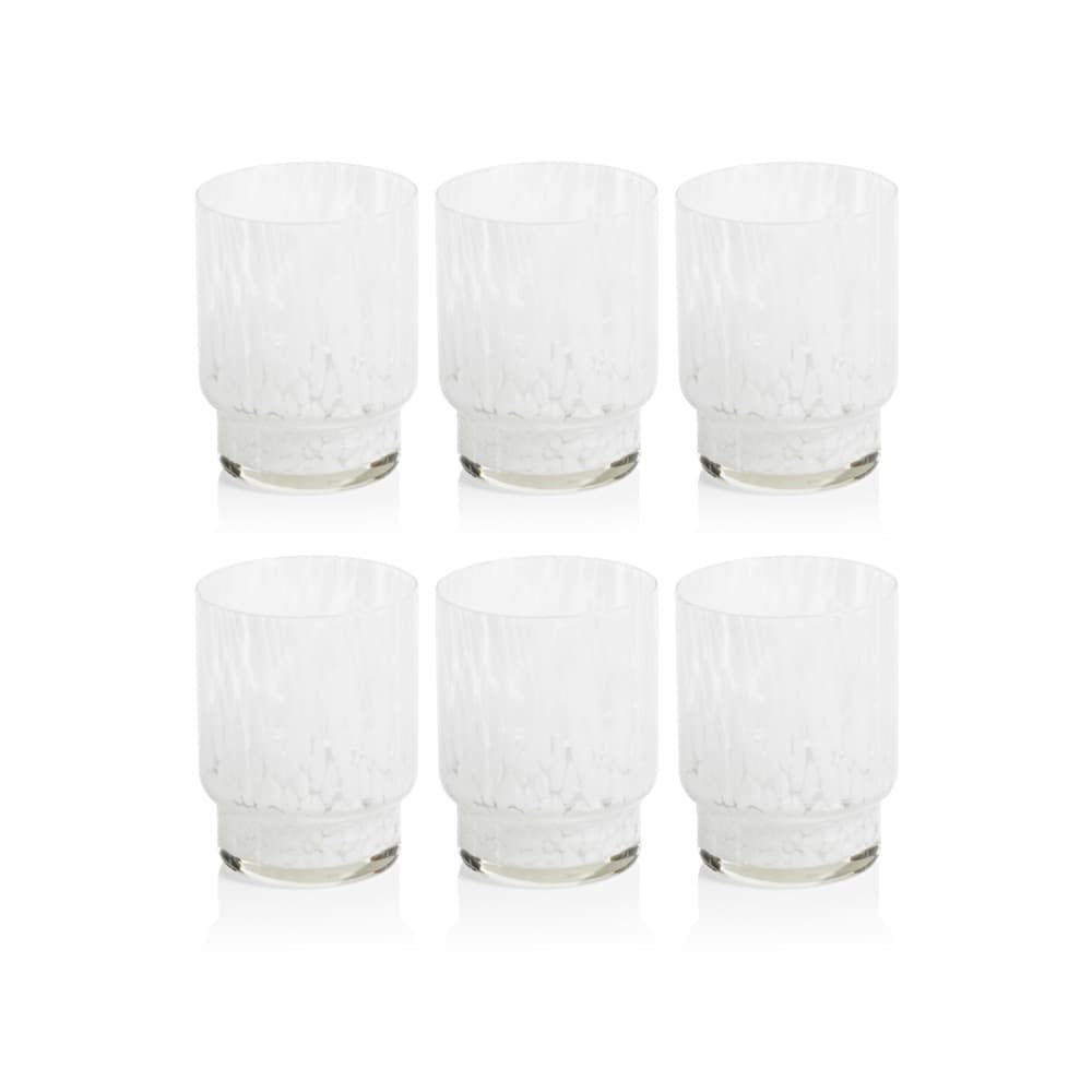SET DE 6 VASOS TRANSPARENTE CON BLANCO