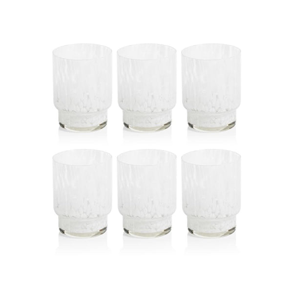 SET DE 6 VASOS TRANSPARENTE CON BLANCO