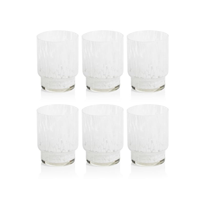 SET DE 6 VASOS TRANSPARENTE CON BLANCO